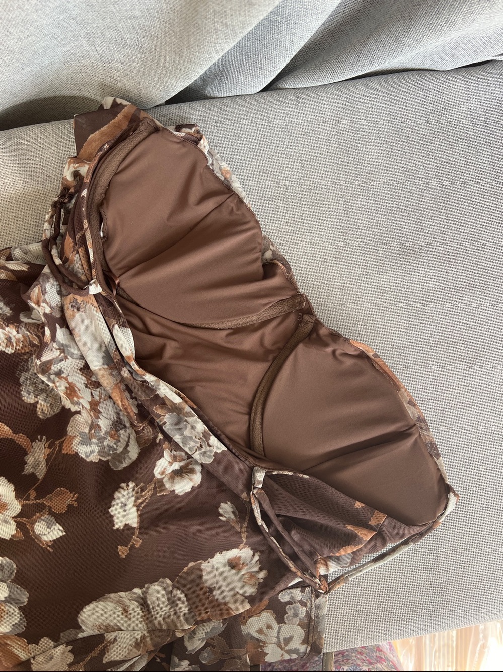 Camila Coelho Revolve Floral Mesh Spaghetti Underwire Bustier Maxi dress size L - Picture 14 of 16